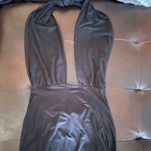 Black halter/plunge dress
